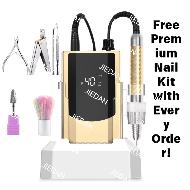 Portable Rechargeable 40000RPM Nail Drill Set Brushless Motor with E-File Steel and Metal Profesional Nail Drill Machine