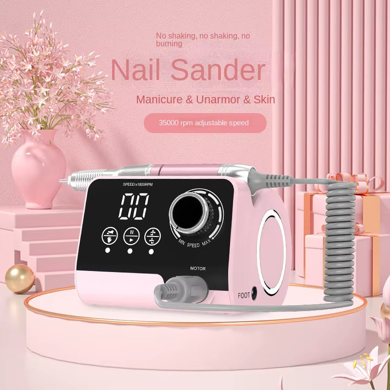 Portable High-Power 35000RPM Salon Nail Drill Machine with Nail File Plastic Desktop Display