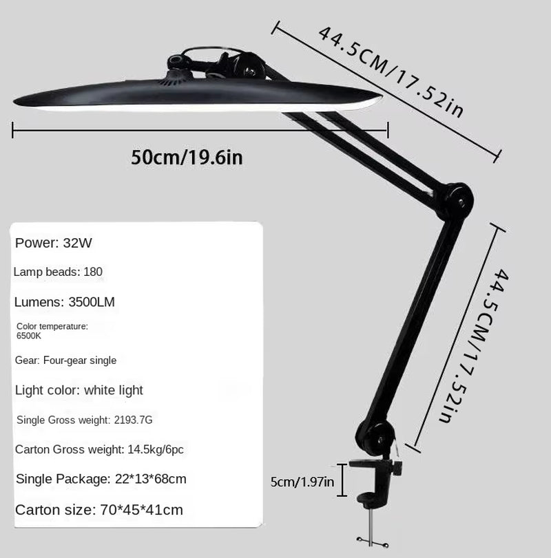 Desktop Folding Table Lamp Clip-Type Eye Protection Learning Shark Lamp Nail Art & Eyelash Pattern Full-Spectrum UV Beauty Lamp