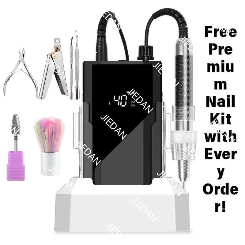 Portable Rechargeable 40000RPM Nail Drill Set Brushless Motor with E-File Steel and Metal Profesional Nail Drill Machine