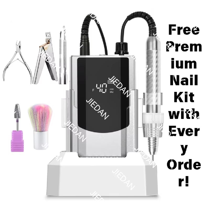 Portable Rechargeable 40000RPM Nail Drill Set Brushless Motor with E-File Steel and Metal Profesional Nail Drill Machine