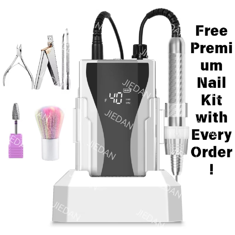 Portable Rechargeable 40000RPM Nail Drill Set Brushless Motor with E-File Steel and Metal Profesional Nail Drill Machine