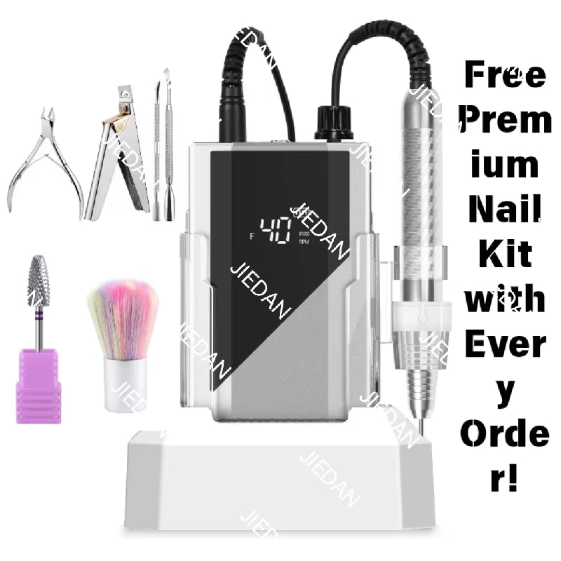 Portable Rechargeable 40000RPM Nail Drill Set Brushless Motor with E-File Steel and Metal Profesional Nail Drill Machine