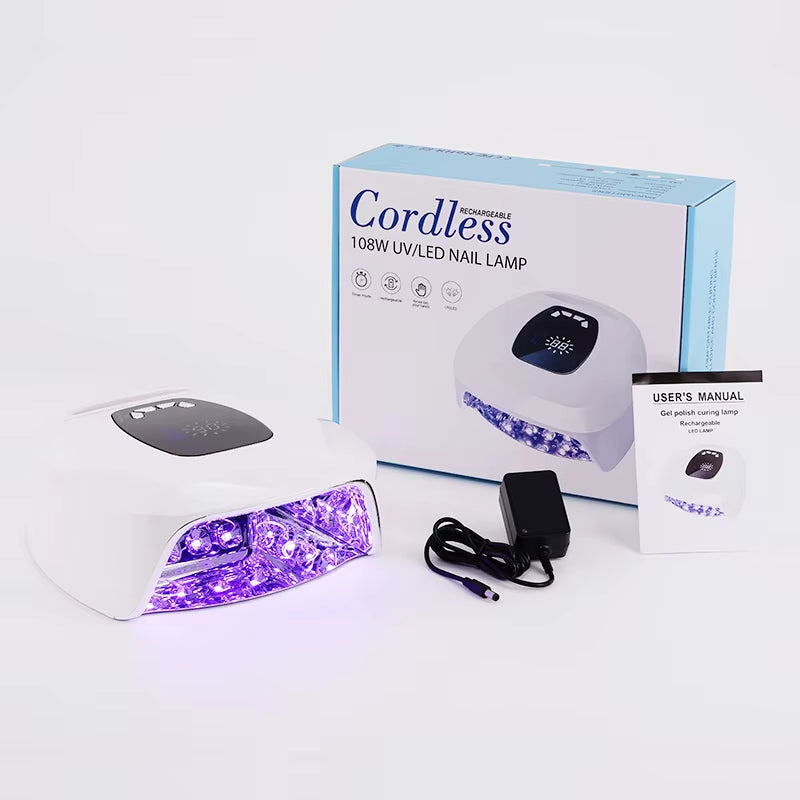 Rechargeable Battery Uv Led Nails Lamp 108W Portable Manicure Nail Lamp Gel Dryer Light Cordless Led Nails Lamp Gel Dryer
