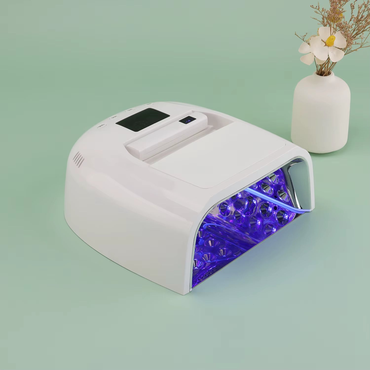 Gradient Purple High Power Cordless Nail Lamp 128W Hybrid Pro Cure Gel 2 1 Mini Tips Lamp Salon Use Nail Art Salon Tools