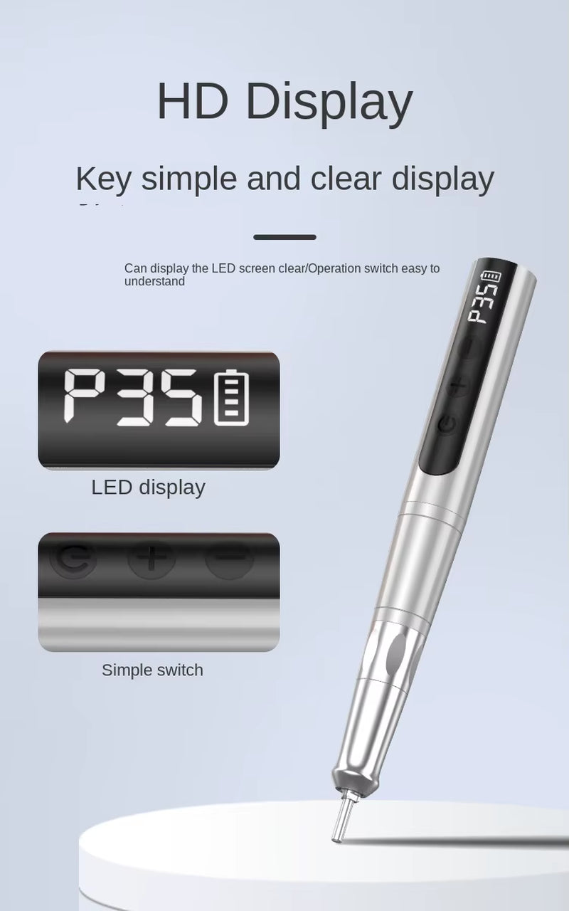 Portable Mini Manicure Machine Pen Professional 35000RPM Electric Nail Drill with Cordless 35000RPM Professional Nail File Kit