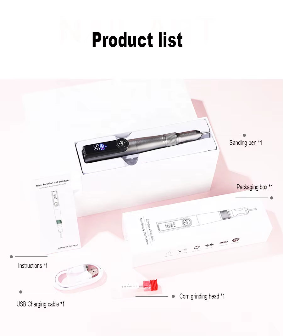 2024 NEW 2-In-1 Portable Mini Remove Nail Drill 35000 Rpm Polish Acrylic Nail Electric Nail Drill Pen Uv Lamp