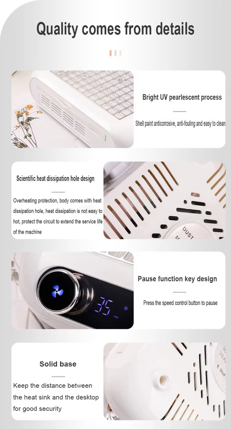 Nail Salon LCD Display Nail Dust Collector Vacuum Cleaner Cordless Machine Suction