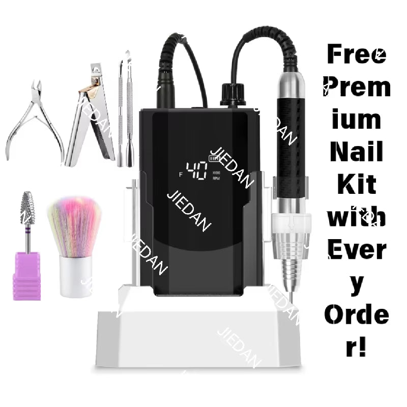Portable Rechargeable 40000RPM Nail Drill Set Brushless Motor with E-File Steel and Metal Profesional Nail Drill Machine