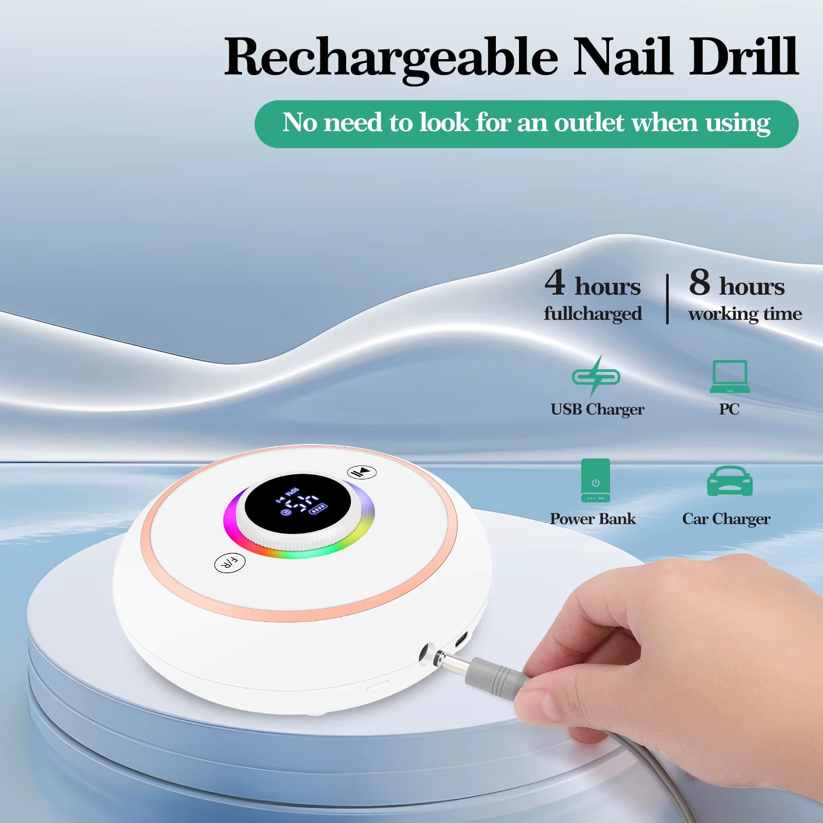 Professional 45000Rpm Rechargeable Electric Nail Drill 36W Nail Sander Machine New Arrival for Salon Use Made of Durable Plastic