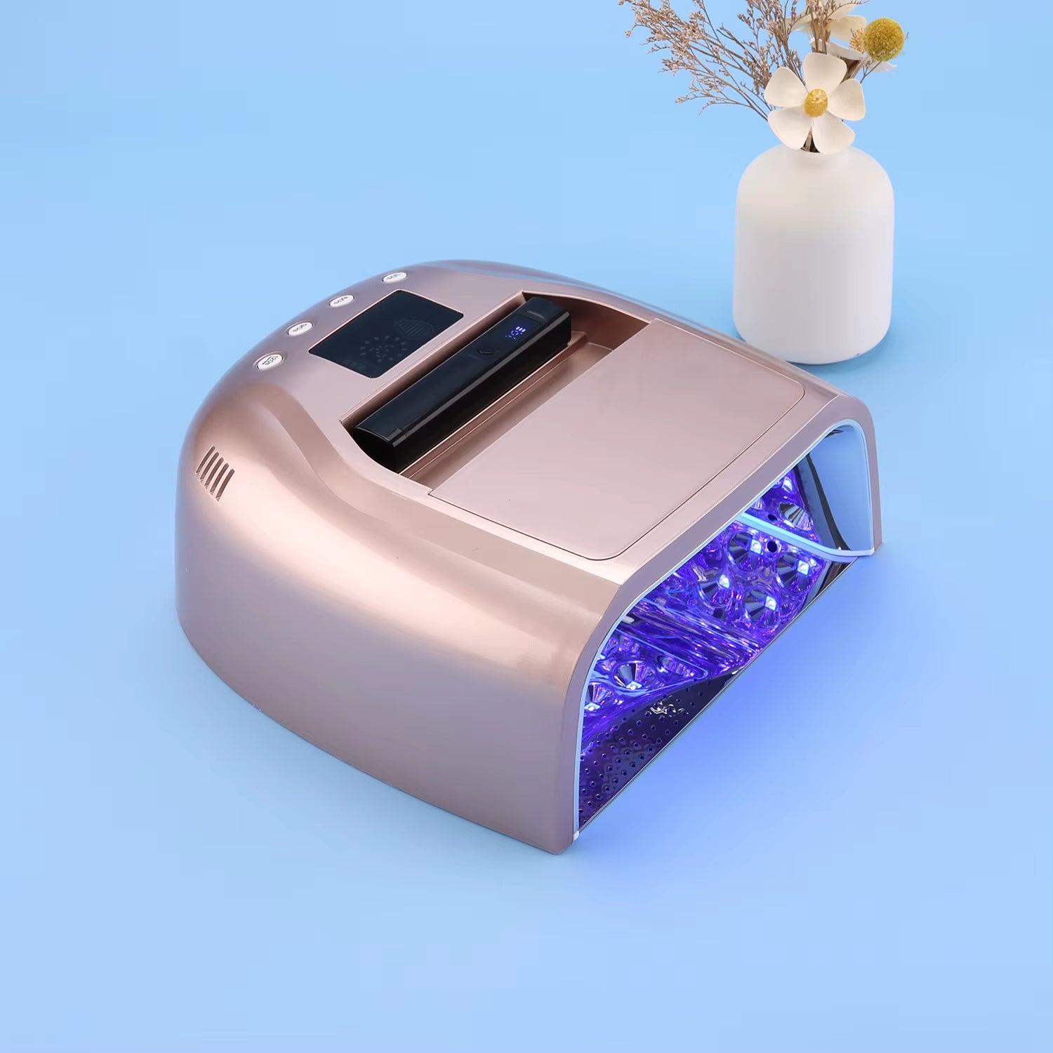 Gradient Purple High Power Cordless Nail Lamp 128W Hybrid Pro Cure Gel 2 1 Mini Tips Lamp Salon Use Nail Art Salon Tools