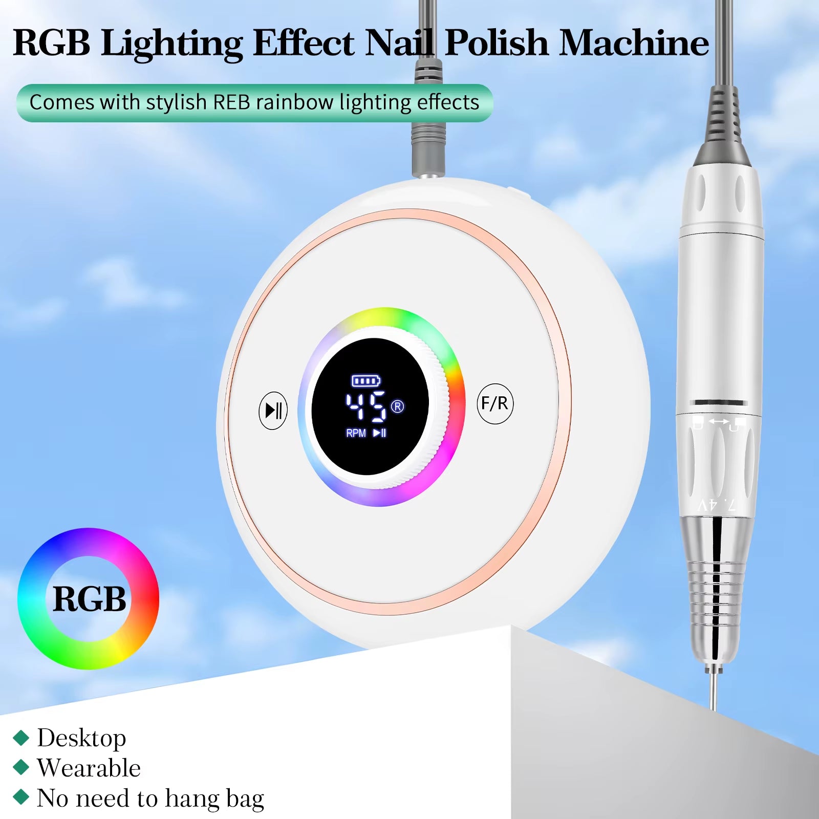 Professional 45000Rpm Rechargeable Electric Nail Drill 36W Nail Sander Machine New Arrival for Salon Use Made of Durable Plastic