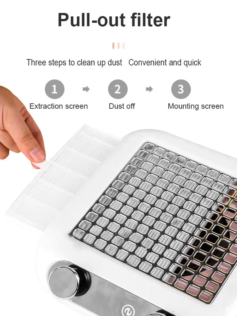 Nail Salon LCD Display Nail Dust Collector Vacuum Cleaner Cordless Machine Suction