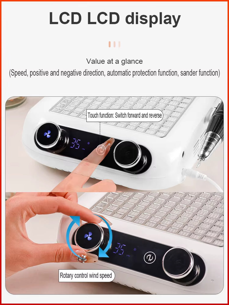 Nail Salon LCD Display Nail Dust Collector Vacuum Cleaner Cordless Machine Suction