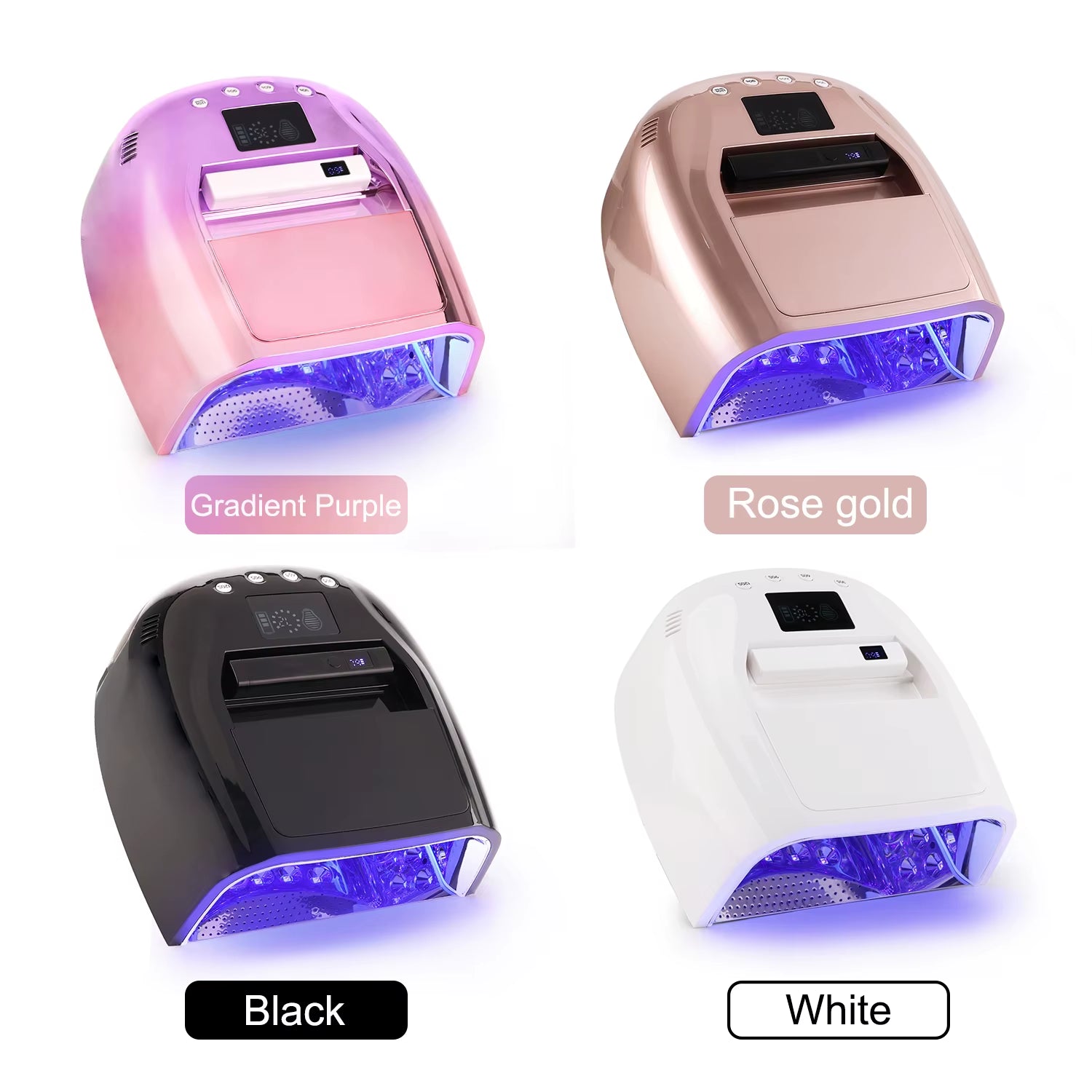 Gradient Purple High Power Cordless Nail Lamp 128W Hybrid Pro Cure Gel 2 1 Mini Tips Lamp Salon Use Nail Art Salon Tools