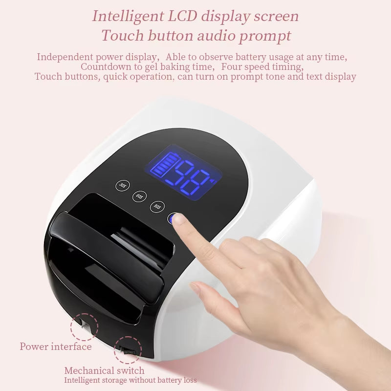 Professional 96W Nail Uv Led Lamp Customize Logo Rechargeable Cordless Nail Lamp Salon Uv Lamp for Nails