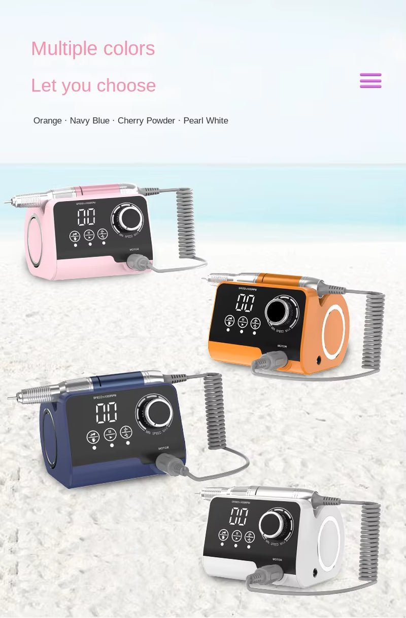 Portable High-Power 35000RPM Salon Nail Drill Machine with Nail File Plastic Desktop Display