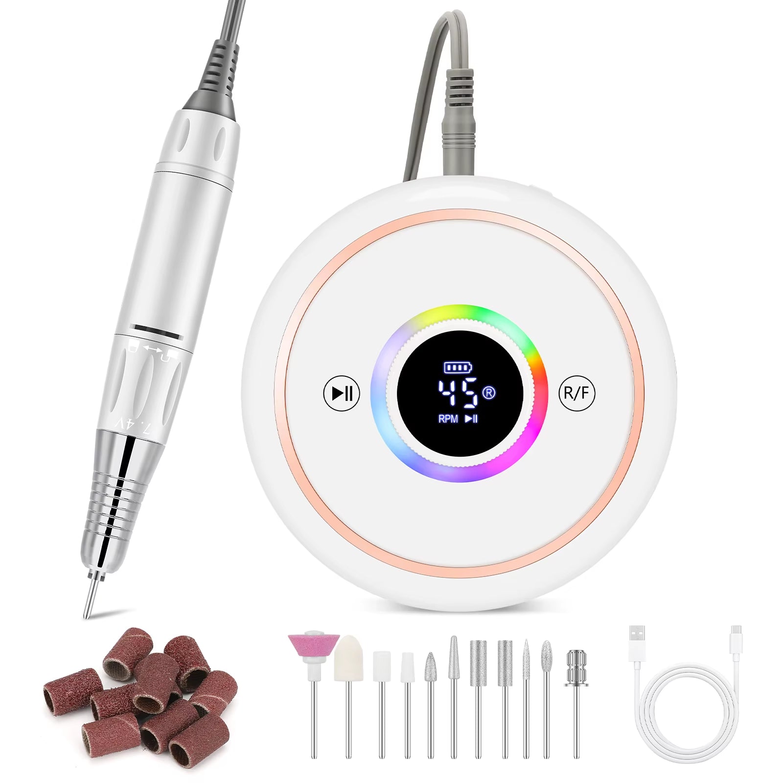 Professional 45000Rpm Rechargeable Electric Nail Drill 36W Nail Sander Machine New Arrival for Salon Use Made of Durable Plastic